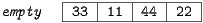         |---|----|---|---|
empty   -33---11--44--22--  